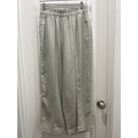 Madewell Linen Breeze Woven Pull-On High Rise Straight Pants in Sage Sz S - Picture 2 of 9